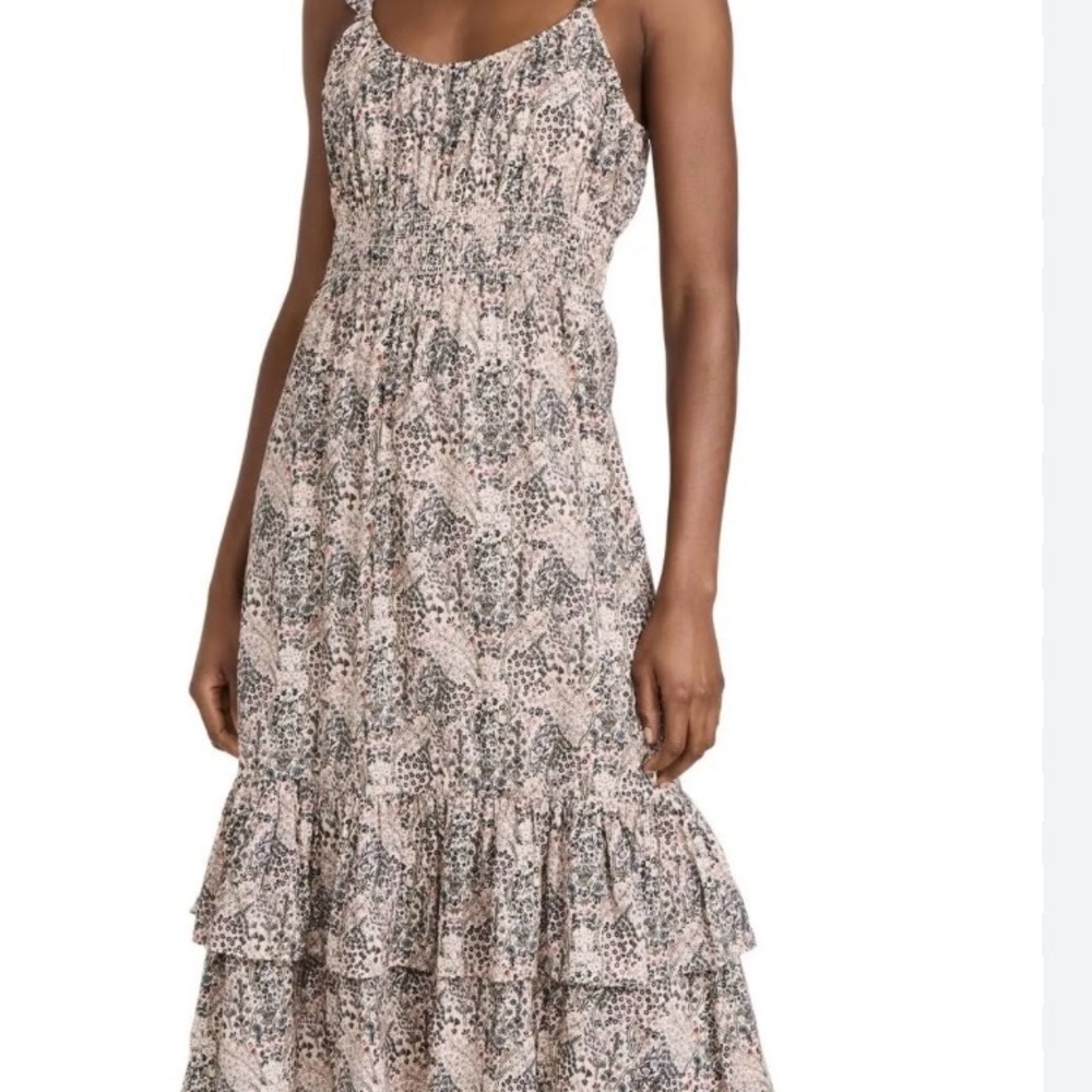 PAIGE Gisela Smocked Floral Long Maxi Dress